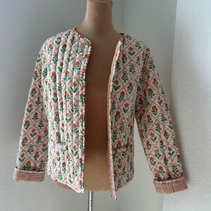 New cotton quilted floral coquette jacket